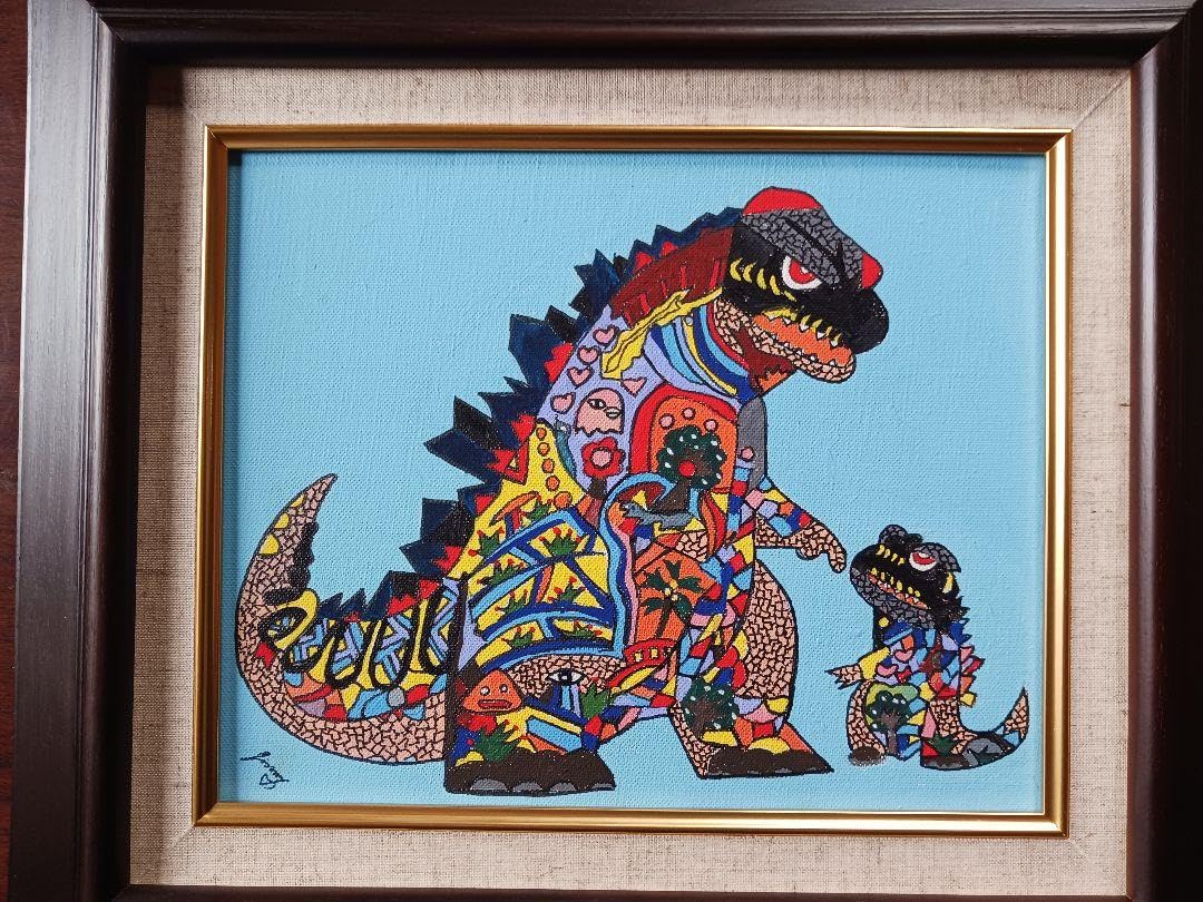 Amazon.co.jp: Jimmy Onishi, Goji La Family, Acrylic Painting, F3